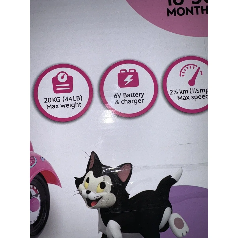(NEW)  Disney Minnie Mouse 6V Happy Helpers Scooter Ride-On with Sidecar